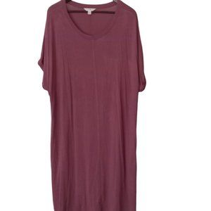 NWOT |Terra & Sky | Plum Color | soft Tee shirt midi dress | 2 pockets Size: 1X